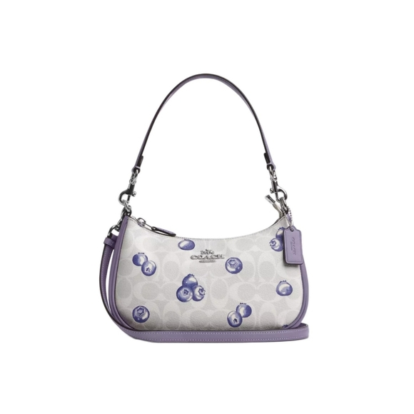 Coach Handbags - Teri Shoulder Bag In Signature Canvas With Blueberry Print